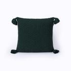 Capa De Almofada Pompom C/Zíper 45X45Cm Tricot Verde Musgo - Five Star Malhas