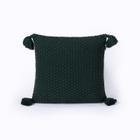 Capa De Almofada Pompom C/Zíper 45X45Cm Tricot Verde Musgo