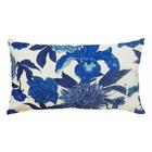 Capa de Almofada Retangular Moscou Algodão Floral Azul e Branco 60x30cm - Sena Decorações