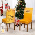 Capa de Cadeira Jantar Avulsa Estampada Ano Novo Ajustável com Elástico - Protetora Para Cozinha Malha Gel Helanca