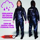 Capa de Chuva Plus Motoqueiro PVC ImpermeÃvel Preta Tamanho M Feminina