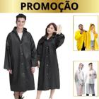 Capa De Chuva PVC Capuz Reforçada Impermeável Unisex Feminina e Masculina Reutilizável