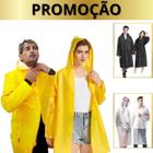 Capa De Chuva PVC Capuz Reforçada Impermeável Unisex Feminina e Masculina Reutilizável