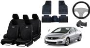 Capa de Couro e Tapetes + Capa de Volante para Honda Civic 2005-2012 - Kit Completo