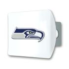 Capa de engate FANMATS NFL Seattle Seahawks branca com logotipo cromado