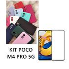 Capa De Silicone Aveludado Colorida E Pelicula 3D 9D Compativel Poco M4 Pro 5G Proteção Celular Capinha Case