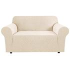 Capa de sofá alongado Loveseat Capas para 2 Almofada Sofá Loveseat Slipcover Cobertura de sofá para Loveseat 1 Peça com Fundo Elástico, Tecido Jacquard Texturizado (Loveseat 58"-70" Largo, Natural)