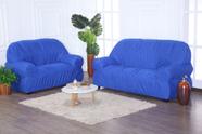 Capa de Sofá Com Elásticos 2 e 3 Lugares Malha Gel 100% Poliéster Azul Royal