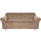 Capa de sofá H.VERSAILTEX Stretch Velvet para 3 almofadas Sofa Camel