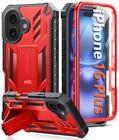 Capa de telefone FNTCASE para iPhone 16 Plus com suporte vermelho de 6,7"