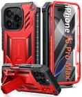 Capa de telefone FNTCASE para iPhone 16 Pro-Max 6,9" com suporte vermelho