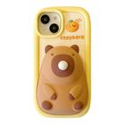 Capa de telefone QokCoahn para iPhone 14 Linda capivara com chaveiro