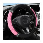 Capa de volante de carro Osilly Bling 38 cm com strass rosa