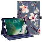 Capa Fintie para iPad 9.7 2018 2017/iPad Air 2/iPad Air 1 - Proteção de canto Capa fólio de visualização em vários ângulos com bolso, ativar/hibernar automaticamente para iPad 6ª e 5ª geração, hibisco florescendo