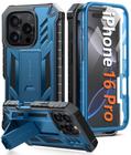 Capa FNTCASE para iPhone 16 Pro 6.3" com Suporte - Azul