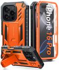 Capa FNTCASE para iPhone 16 Pro 6.3" com Suporte - Laranja