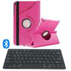 Capa giratória rosa pink + Teclado Bluetooth p/ Tablet Samsung A7 T500 T505 10.4