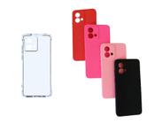 Capa Moto G84 Vermelha Aveludada + Transparente - Dsitrbuidora Brita