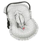 Capa para Bebê Conforto com Protetor de Cinto Quadriculado Cinza - Batistela Baby - Envio Imediato
