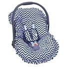 Capa Para Bebê Conforto Estampado e Protetor de Berço Chevron Marinho - Batistela Baby Ref 02063