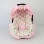 Capa para bebe conforto - floral rosa c/ bege nova