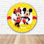 Capa para Painel Redondo Minnie e Mickey Tecido Sublimado 1,50m x 1,50m 