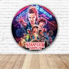 Capa para Painel Redondo Stranger Things Tecido Sublimado Veste Fácil 1,50mx1,50m Festa Aniversário - Orangepaineis