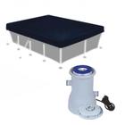 Capa para Piscina 3000 Litros Mor 3,50 X 1,94 M + Bomba Filtrante 2200 L/H 110v