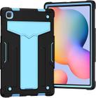 Capa para Samsung Galaxy Tab A7 10.4 lançada em 2020 T500 T505 Hybrid Shock-Absorbing Tough Rugged Heavy Duty Soft Silicone+Hard PC 3 Camadas Protective Combo Case com Kickstand - Preto e Azul