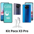 Capa + Película de Cerâmica + Película de Câmera + Cabo USB Tipo C para Xiaomi Poco X3 Pro