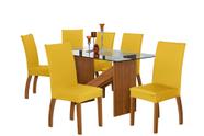 Capa Pra Cadeira Jantar Para Mesa 6 Lugares Malha Gel Amarelo