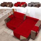 Capa protetor para sofa retratil e reclinavel 2 modulos 4 a 5 lugares linha premium + dupla face + porta objetos largura de 2,20m