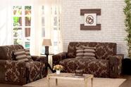 Capa Protetora De Sofa Jacquard 02 E 03 Lugares Com Almofadas Marrom F101