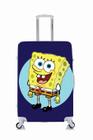 Capa Protetora Para Mala Viagem Personalizada Média Bob Esponja fundo com Roxo - Criative Gifts