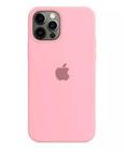 Capa protetora Premium Silicone case rosa-chiclete com design 13 pro max