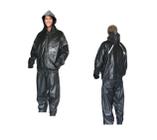 Capa Roupa Chuva Bolso Capuz Touca Piraval Pvc Preta Moto Motoqueiro