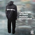 Capa Roupa Chuva Impermeável Conjunto Jaqueta Calça Motoqueiro Reforçada Elástico PVC Poliéster