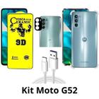 Capa Silicone + Película Fosca + Película de Câmera + Cabo USB Tipo C para Motorola Moto G52