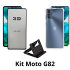 Capa Silicone TPU + Película Tela Frontal 3D + Suporte de Mesa para Motorola Moto G82