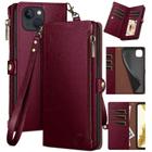 Capa tipo carteira XCasebar para iPhone 15 Plus 6.7 Wine Red