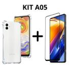 Capa transparente para Samsung Galaxy A05 + película de vidro 3D + kit limpeza