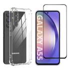 Capa transparente para Samsung Galaxy A55 5G + Película de vidro 3D + Kit limpeza