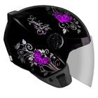 Capacete Aberto Feminino Ebf Spark Jet Borboleta Preto e Rosa Brilhante Moto Capacete Aberto Feminino Ebf Spark Jet Borboleta Preto e Rosa Brilhante Moto
