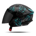 Capacete Aberto Lançamento New Liberty Three Flowers Fosco Viseira Fumê Feminino - Pro Tork