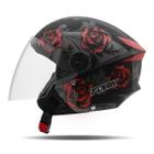 Capacete Aberto Moto Feminino New Liberty 3 Flowers Brilhante