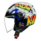 Capacete Aberto Norisk Orion Shine Branco Laranja