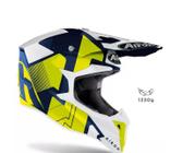 Capacete Airoh Wrrap Raze Blue Gloss- Cor Amarelo Azul Branco