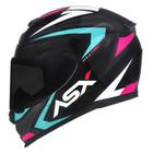 Capacete asx axxis eagle street brilho preto/tiffany/rosa promo