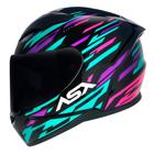 Capacete asx city arrow brilho preto/tiffany/roxo