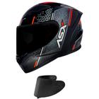 Capacete ASX City Storm Preto Cinza e Vermelho Mais Viseira Fumê